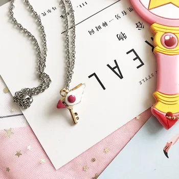 VEVEFHUANG Card Captor Sakura Kinomoto Tesnjenje Palico Tipko Ogrlica Cardcaptor Sakura Anime Ptičje Kljun Cosplay Obesek Nakit