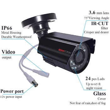 Video nadzorni sistem CCTV Varnosti fotoaparat, Video snemalnik 4CH DVR AHD prostem Komplet Kamera 720P 1080N HD night vision 2mp set