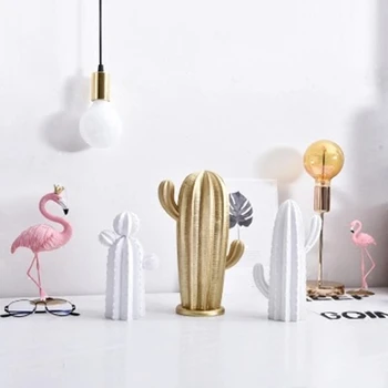 VILEAD Več Velikosti Smolo Kaktus Figurice Nordijska Preprost Stil Belo Zlato Doma Dodatki, Dnevna Soba Ustvarjalno Dekoracijo Ornament