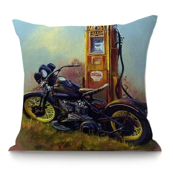 Vintage Klasičen Motocikel Plakat, Natisnjen Blazine Pokrov Domu Dekorativni Kavč Kave Avto Stol Vrgel Blazino Primeru Almofada Cojines