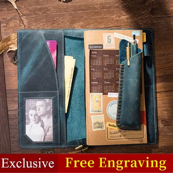 Vintage Traveler ' s Notebook Recargable Pravega Usnja Ponovno Papir Za Potovanja Organizator Darilo Dnevnik Načrtovalec