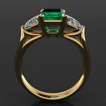 Vintage Ženski Velik Kvadrat Zelena Crystal Ring Moda Obljubo, Poročni Prstani Za Ženske Čar Zlato, Ki Je Napolnjena Stranka Zaročni Prstan