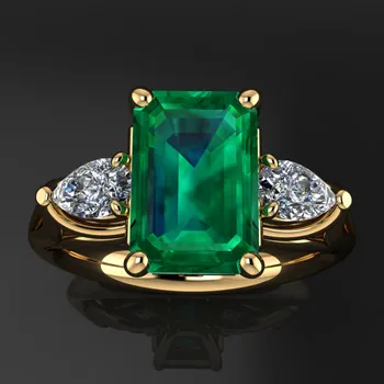 Vintage Ženski Velik Kvadrat Zelena Crystal Ring Moda Obljubo, Poročni Prstani Za Ženske Čar Zlato, Ki Je Napolnjena Stranka Zaročni Prstan