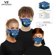 VIP MODA Vroče Prodajo Večkratno uporabo Poletje Dihanje Lepo Risanke za Odrasle Otroci Smešno Grimace Obraz 3D Tiskanje Tkanine Maske