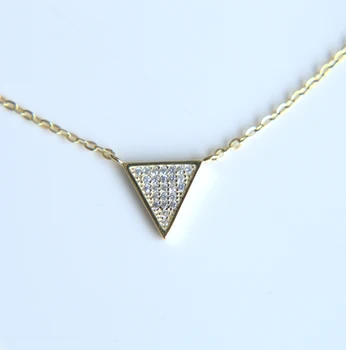 Visoka kakovost 2017 luksuzni fine 925 sterling srebro bling iskrenje bar trikotnik obesek za ženske tri plasti seksi nakit ogrlica