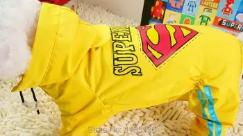 Visoka Kakovost Modnih Pes Dežni Plašč Oblačila Kuža Superman Nepremočljiva Oblačila Za Pse, Rumena D095