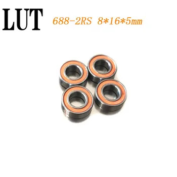 Visoko kakovost 10pcs ABEC-3 688-2RS 688RS 688 2RS 688 RS 8X16X5 mm Gume Oranžna zaprti Miniaturni Globoko groove kroglični ležaj