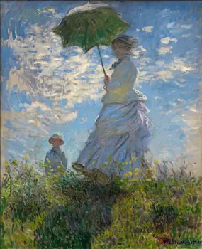 Visoko kakovostno Olje slikarsko Platno Reprodukcije Promenadi, Ženska z Suncobran (1875) Z Claude Monet ročno poslikane