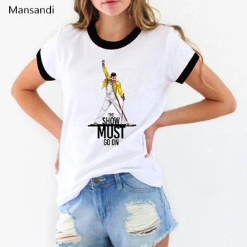 Vogue Freddie Mercury t shirt femme predstava mora naprej pisma natisnjena tshirt grafični tees ženske obleke 2019 ženska t-shirt majica