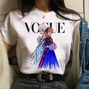Vogue Princesa Print Majica S Kratkimi Rokavi Ženske Priložnostne Tee Shirt Vrhovi Estetske Dekle Ulične Poletje Modal T-Majice