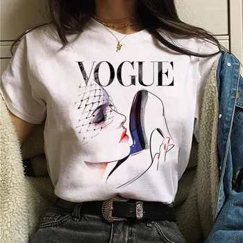 Vogue Princesa Print Majica S Kratkimi Rokavi Ženske Priložnostne Tee Shirt Vrhovi Estetske Dekle Ulične Poletje Modal T-Majice