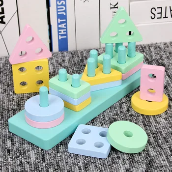Vokmascot Macaron barvo stolpca, gradnjo blokov, igrače za otroke, otroci gradnjo nastavite Velike Velikost opeke izobraževalne palace model
