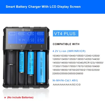 VONTAR VT4 Plus LCD zaslon, Baterijo, Polnilnik Akumulatorska Baterija 3,7 V Li-ion baterija NiMH baterije za polnjenje Ni-CD LiFePo4 AA AAA 26650 14500 22650 18650 C
