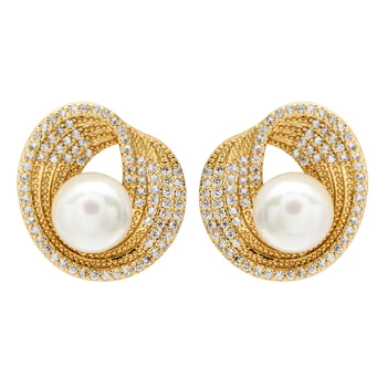 Vrh kakovosti AAA micro - vdelan pearl cirkon uhani, Ekstravagantna darila nakit za ženske/dekleta ER-268