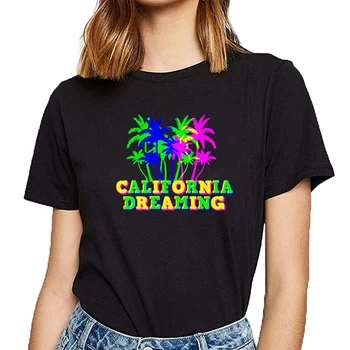 Vrhovi Majica s kratkimi rokavi Ženske kaliforniji sanjam več barvnih spominek Hip Hop Letnik Kratek Tshirt Ženske