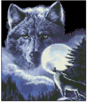 Vrhunska priljubljena natančno tiskanje na tkanine navzkrižno šiv kit volk tuljenje v luno divji klic, Volk Duha