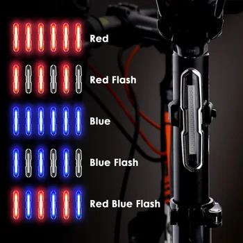 Vroče-Kolo Rep Lahka, Ultra Svetla Luč Kolo USB Polnilna LED Kolesa Zadaj Lučka 5 Svetlobe Način Žarometi s Rdeča + Modra