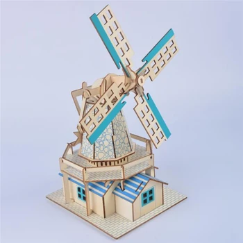 Vroče Model Gradnjo Kompleti Fotoaparat Mostu Tower bridge nizozemski mlini na veter 3D DIY Ročno Izdelani Leseni Puzzle Igrača Zbiranja Igrač Za Otroke