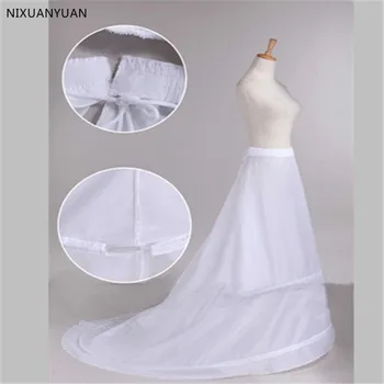 Vroče Prihoda Prodajo Bele Dve Obroče Saten Poročne Obleke Petticoat Vlak Poročno Obleko Petticoat Crinoline Poročni Dodatki