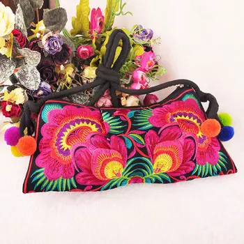 VROČE prodaje Bohemia moda platnu, vezenje ženske Ramo torbe, Letnik Velik cvetlični vzorec Majhen Messenger vrečke / Potovalne torbe