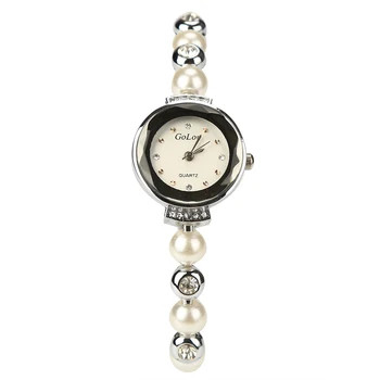 Vroče Prodaje Rose Gold Pearl Zapestnica Ure Ženske Ženske Elegantne Kristalno Obleko Quartz ročno uro Relojes Mujer G-zz