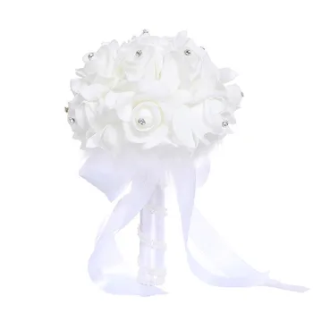 Vrtnice Poročni Šopek Poročni Družico Holding Cvet Umetno PE Rose Ponaredek Biseri Šopek Modra poroke Poroka Dobave