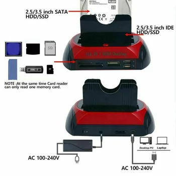 Vse v Enem IDE, SATA 2,5 Palca 3.5 Inch Dvojno Trdi Disk HDD Docking Station Dock ZVEZDIŠČE USB Card Reader za office home računalnik