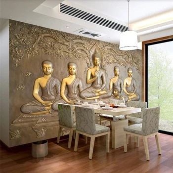Wellyu 3D reliefni zlati kip Bude v ozadju stene slikarstvo papier peint steno papirjev doma dekor papel parede tapety