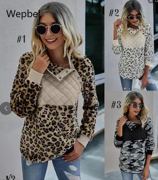 WEPBEL Ženske Plus Velikost Jopice Vrh Leopard Prikrivanje Natisnjeni Puloverji Dolgo Sleeved Svoboden Jopice, Ženski Priložnostne Vrhovi