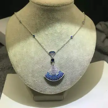 Wholeasle luksuzne blagovne znamke ogrlica pravi s925 srebro fan krilo obesek fine nakit vratu verige obeski modni dodatki dragulj