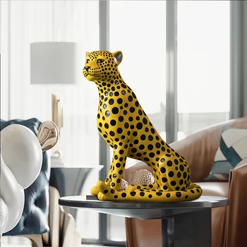 WU CHEN LONG 62 CM Leopard Umetnosti Kiparstvo Cheetah Kip Živalskega Okraski Smolo Obrti Ameriški Dom Dekoracija Pohištvo R4390