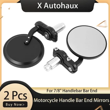 X Autohaux Par Motocikel Rearview Mirror Univerzalno za 7/8 Palca Ročico Konca Ogledala 22 mm Aluminij Črna Stranska Ogledala Motornih