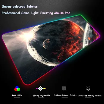 XGZ Vesolje Zemlja Krajine, po Meri Velikih RGB Mouse Pad Natančnost Black Zaklepanje Roba Računalnika, Pisane Svetlobne Table Mat Non-slip