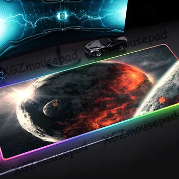 XGZ Vesolje Zemlja Krajine, po Meri Velikih RGB Mouse Pad Natančnost Black Zaklepanje Roba Računalnika, Pisane Svetlobne Table Mat Non-slip
