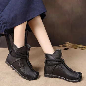 Xiuteng Novo Pravega Usnja Visoke Kakovosti Gleženj Škornji Moda za Ženske Škornji Nova Kratek Zagonski Pozimi Vijolična Siva Stanovanj Škornji Ženske
