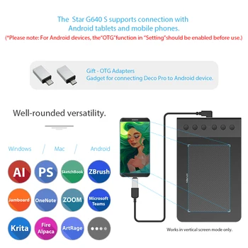XP-Pen Star G640S Risanje Tablet digitalne Grafične tablice Tablete za Android Risanje 8192 tlak
