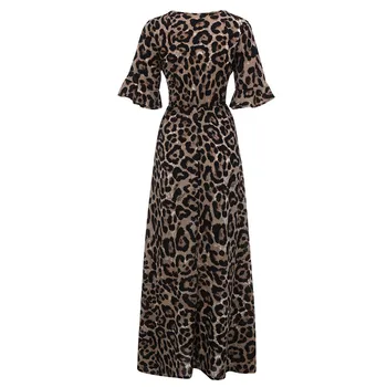 YICIYA 2020 Poletje Ženske obleke Plus Velikost Obleke, Elegantne Ženske Modni Seksi Leopard Velikosti Proti-vrat