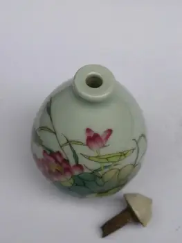 YIZHU CULTUER ART Collection Stari Kitajski Famille rose Porcelana Slikarstvo Lotus Flower Snuff Steklenico Dekoracijo Darilo
