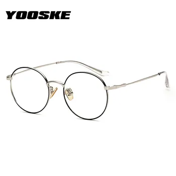 YOOSKE Anti Modra Svetloba Očala Moških Okrogle Očala Okvirji za Ženske Modni Pregleden Objektiv Kratkovidnost Očala Okvir