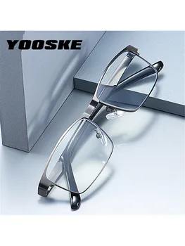 YOOSKE Nerjaveče Jeklo Modro Svetlobo Moških Poslovnih Obravnavi Očala za Bralnik Mens Presbyopic optičnih Očal +1.0 1.5 2.0 2.5 3.0