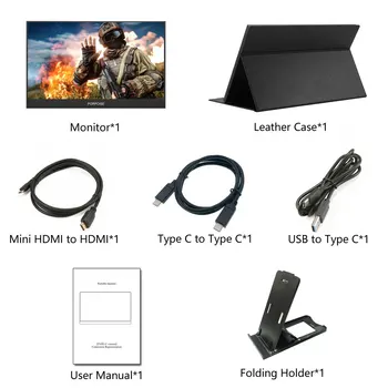 Za 17,3-palčni prenosni monitor ozko strani računalnika razširitev 1080p USB3.1 Vrsta Cscreen Ps4 Stikalo Xbox Huawei telefon gaming monitor