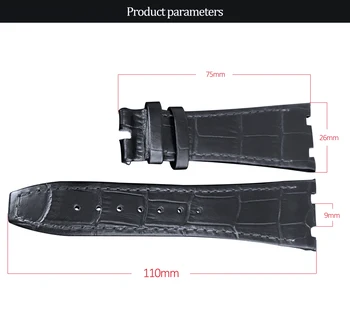 Za AP 26 mm trak Črno Rjave barve Z Vbodi Pravega Usnja Watch Band Zapestnica z jekleno uvajanje sponke