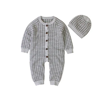 Za malčke Baby Fantje Dekleta Mrežo, igralne obleke Obleke + Klobuk 2PCS Otrok 2020 Nov Baby Boy Girl Otroci Pletenje Dolg Rokav igralne obleke