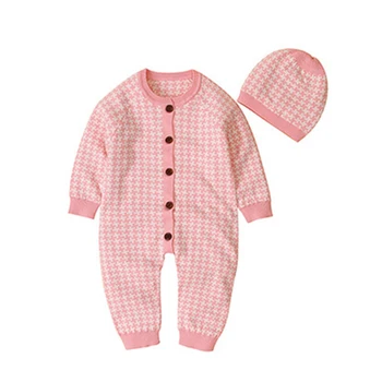 Za malčke Baby Fantje Dekleta Mrežo, igralne obleke Obleke + Klobuk 2PCS Otrok 2020 Nov Baby Boy Girl Otroci Pletenje Dolg Rokav igralne obleke