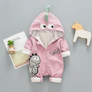 Za malčke Baby Romper Hooded Risanka Dinozavri Otrok Jumpsuit Goys Oblačila z Dolgimi rokavi Otroške igralne obleke Kombinezon Malčka telo obleko