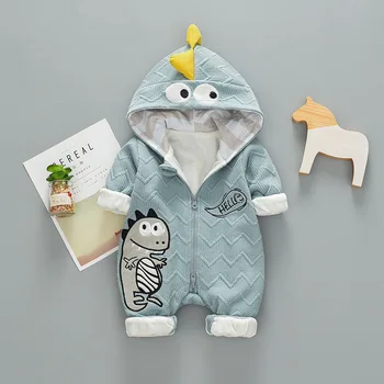 Za malčke Baby Romper Hooded Risanka Dinozavri Otrok Jumpsuit Goys Oblačila z Dolgimi rokavi Otroške igralne obleke Kombinezon Malčka telo obleko