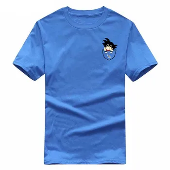 Za moške, visoke kakovosti T-shirt bombaž crewneck svoboden Žep Goku natisnjeni moški Tshirt priložnostne pletene mens t-shirt vrhovi