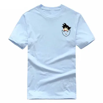 Za moške, visoke kakovosti T-shirt bombaž crewneck svoboden Žep Goku natisnjeni moški Tshirt priložnostne pletene mens t-shirt vrhovi
