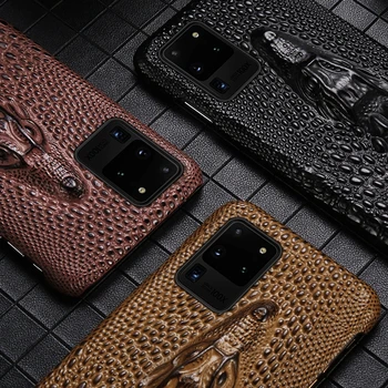 Za Samsung Galaxy Note 20 Ultra 10 S20 FE Plus S10 10 5G Primeru Pravega Usnja 3D Krokodil Težko Shockproof Hrbtni Pokrovček Funda