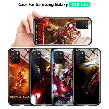 Za Samsung Galaxy S10 Lite M80S A91 Marvel Maščevalec Superheroj Ironman Ohišje Gradient Kritje Luksuzni Sijajni Kaljeno Steklo Ohišje